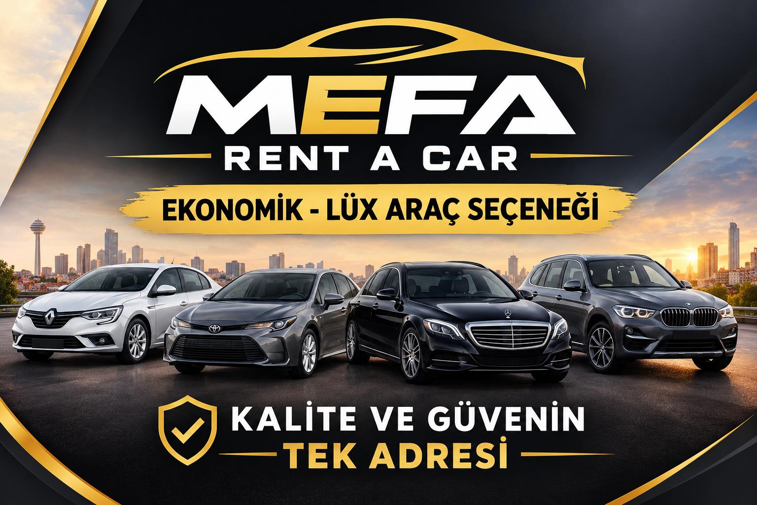 MEFA Rent a Car ekonomik ve lüks araç tanıtım görseli